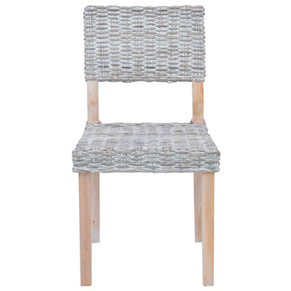 Sedia da pranzo 2 pcs Bianco Lavato 46 x 55 x 84 cm Rattan Kubu