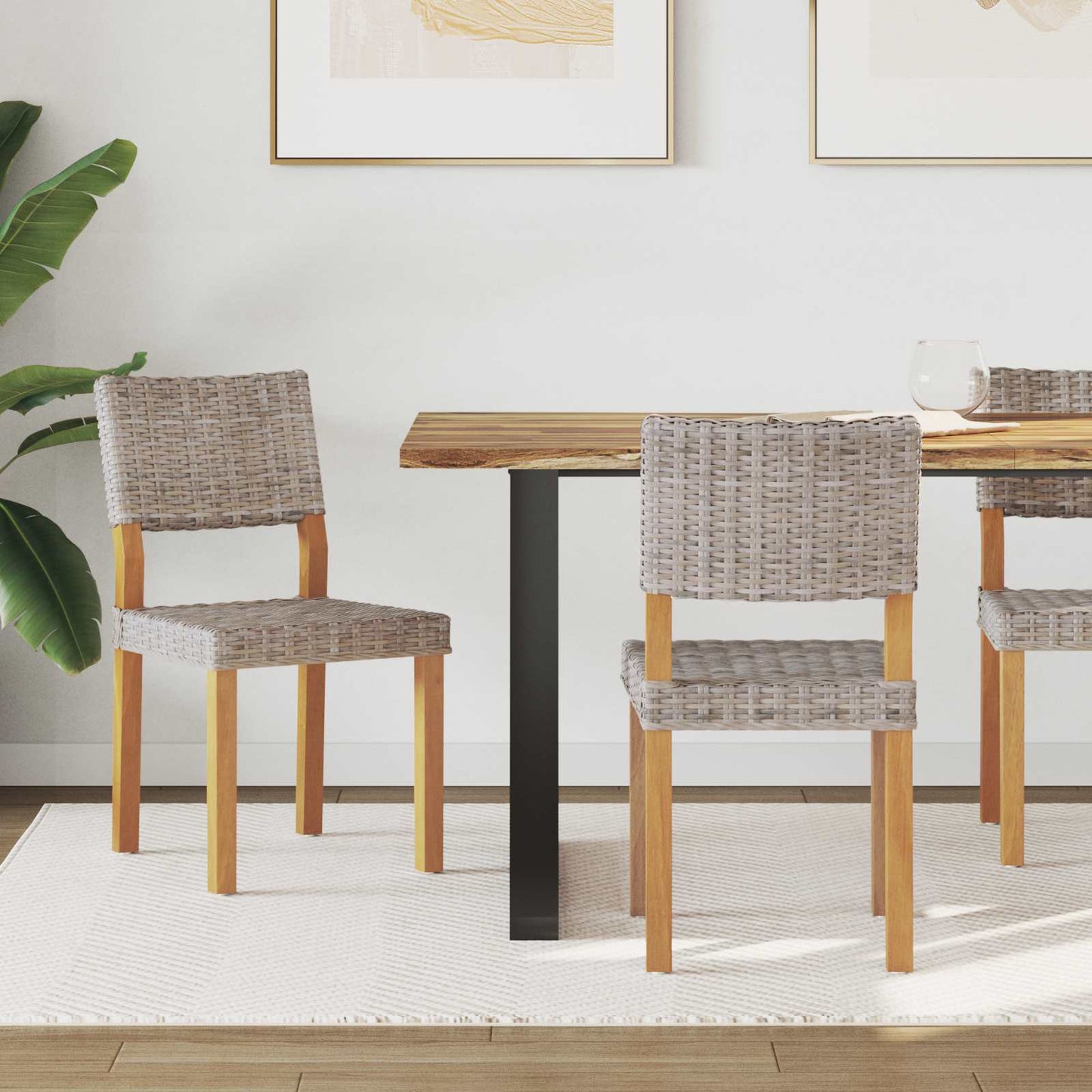 Sedia da pranzo 2 pcs Grigio Kubu 46 x 55 x 84 cm Rattan Kubu
