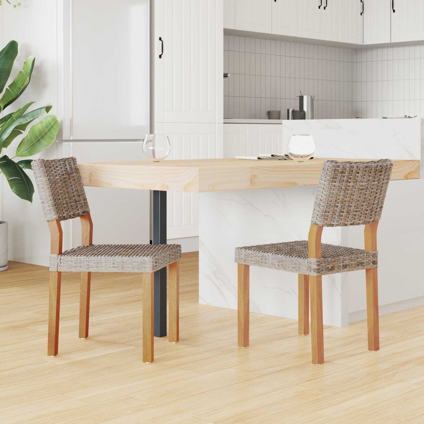 Sedia da pranzo 2 pcs Grigio Kubu 46 x 55 x 84 cm Rattan Kubu