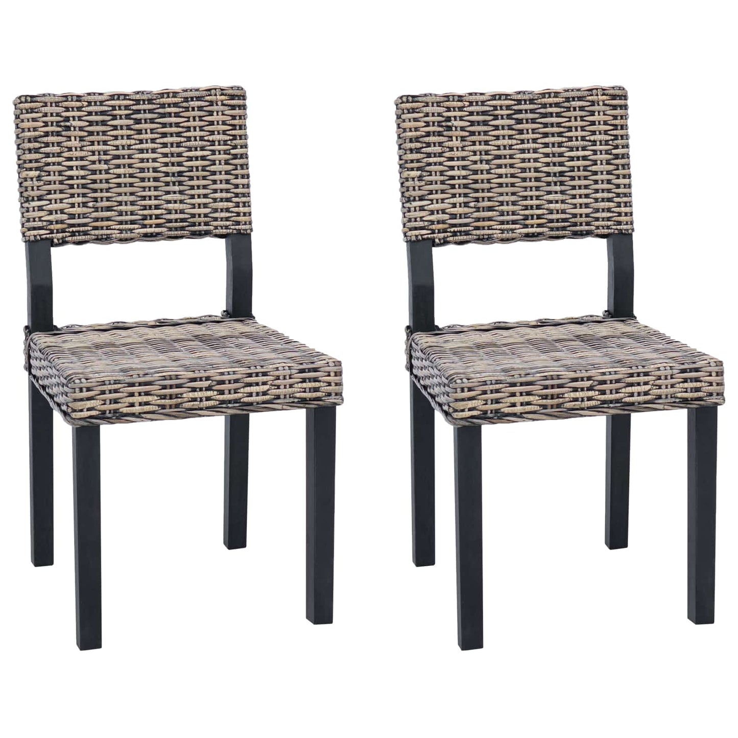 Sedia da pranzo 2 pcs Nero Lavato 46 x 55 x 84 cm Rattan Kubu