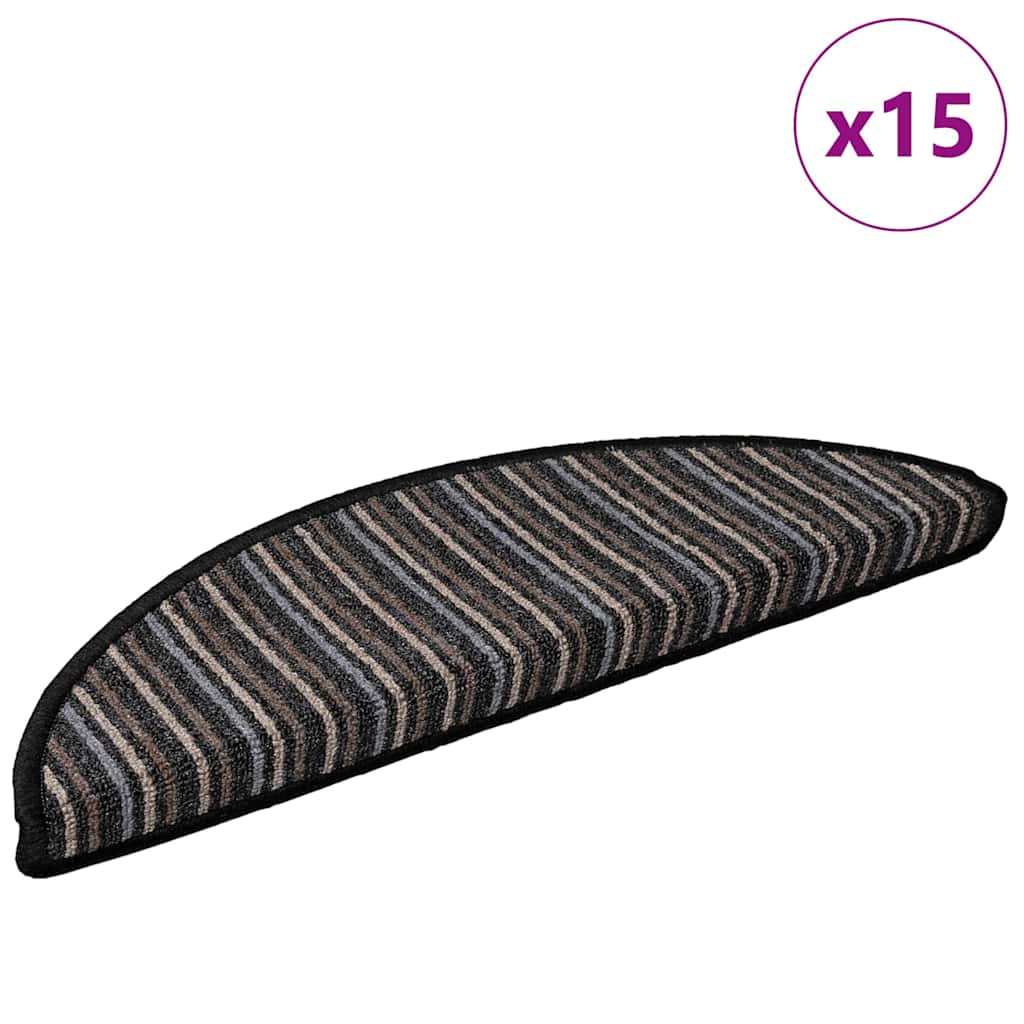 Tappetini per scale autoadesivi 15 pcs Antracite 56 x 17 x 3 cm