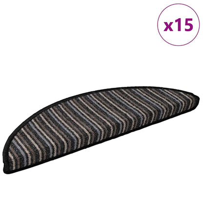 Tappetini per scale autoadesivi 15 pcs Antracite 56 x 17 x 3 cm