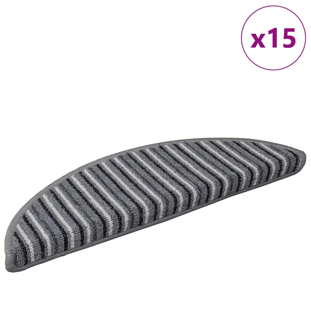 Tappetini per scale autoadesivi 15 pcs Grigio 56 x 17 x 3 cm