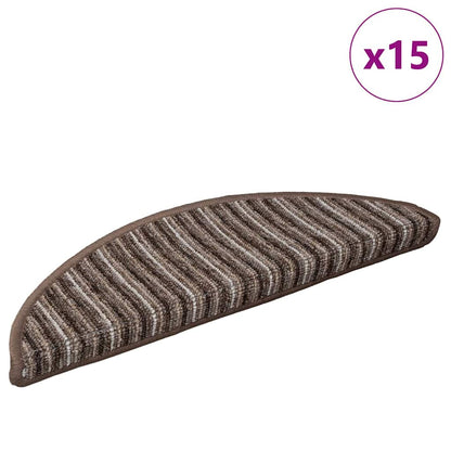 Tappetini per scale autoadesivi 15 pcs Marrone 56 x 17 x 3 cm