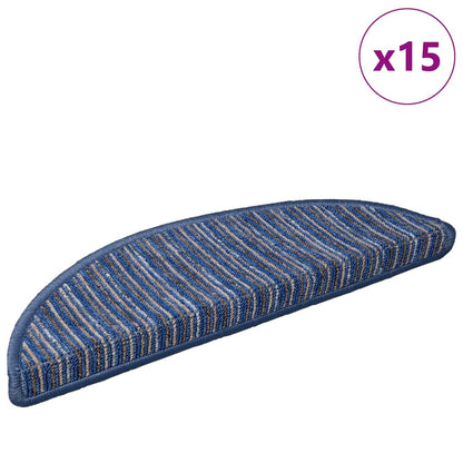 Tappetini per scale autoadesivi 15 pcs Blu 56 x 17 x 3 cm