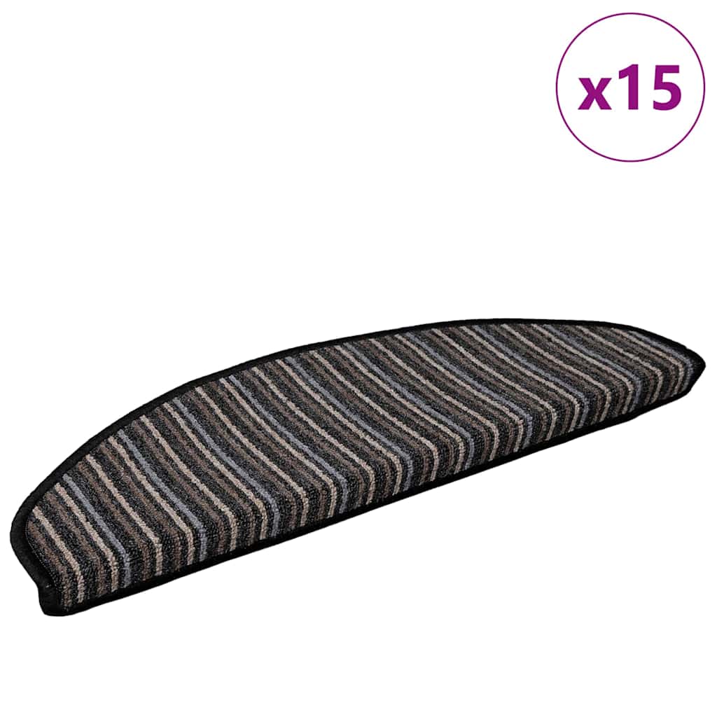 Tappetini per scale autoadesivi 15 pcs Antracite 65 x 21 x 4 cm