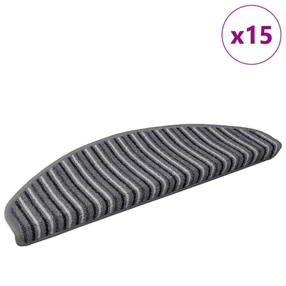 Tappetini per scale autoadesivi 15 pcs Grigio 65 x 21 x 4 cm