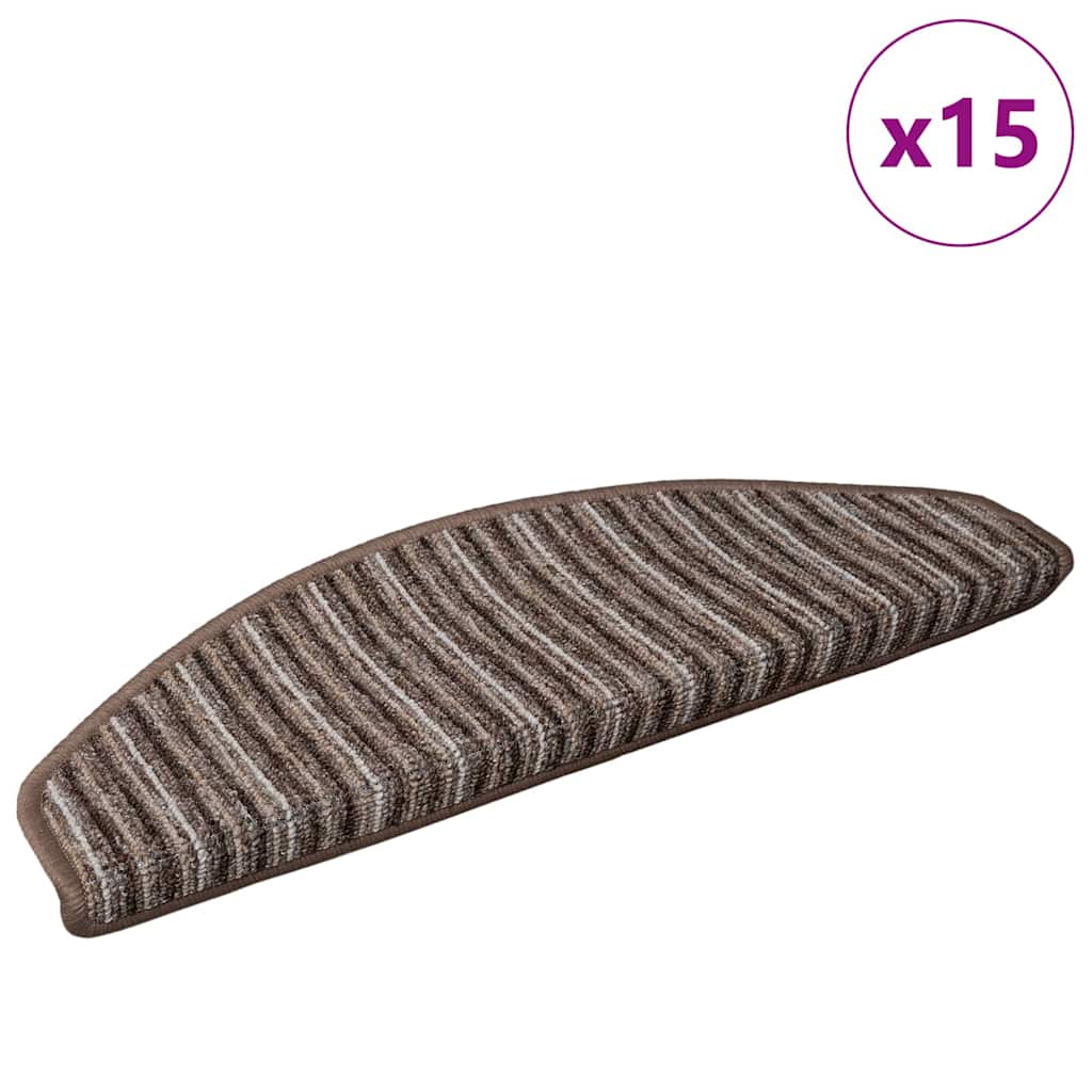Tappetini per scale autoadesivi 15 pcs Marrone 65 x 21 x 4 cm