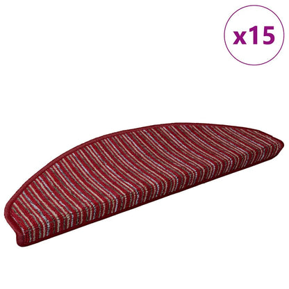 Tappetini per scale autoadesivi 15 pcs Rosso 65 x 21 x 4 cm