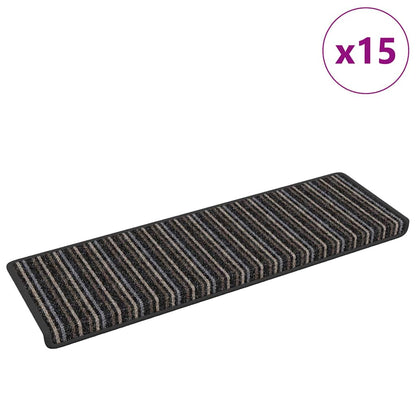Tappetini per scale autoadesivi 15 pcs Antracite 65 x 21 x 4 cm