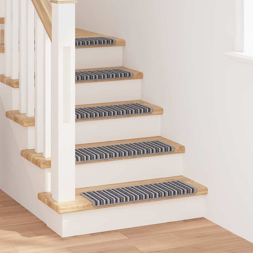Tappetini per scale autoadesivi 15 pcs Grigio 65 x 21 x 4 cm