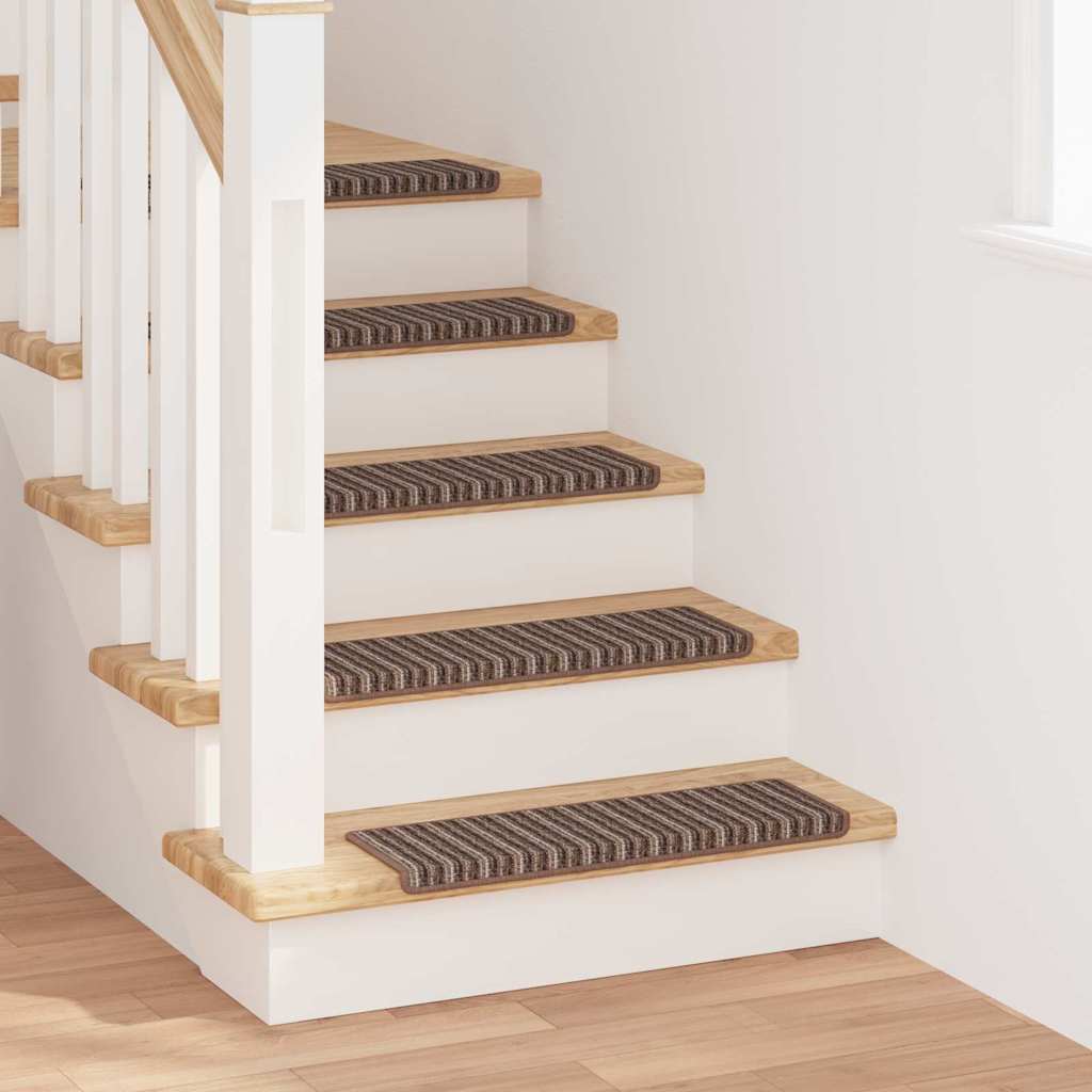 Tappetini per scale autoadesivi 15 pcs Marrone 65 x 21 x 4 cm