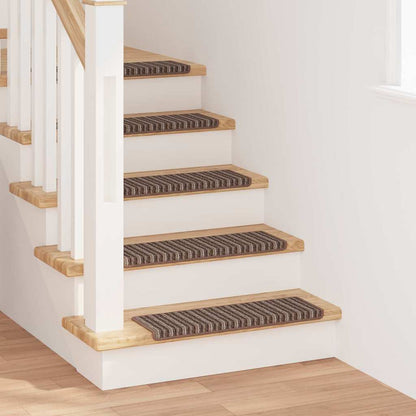 Tappetini per scale autoadesivi 15 pcs Marrone 65 x 21 x 4 cm