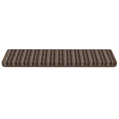 Tappetini per scale autoadesivi 15 pcs Marrone 65 x 21 x 4 cm