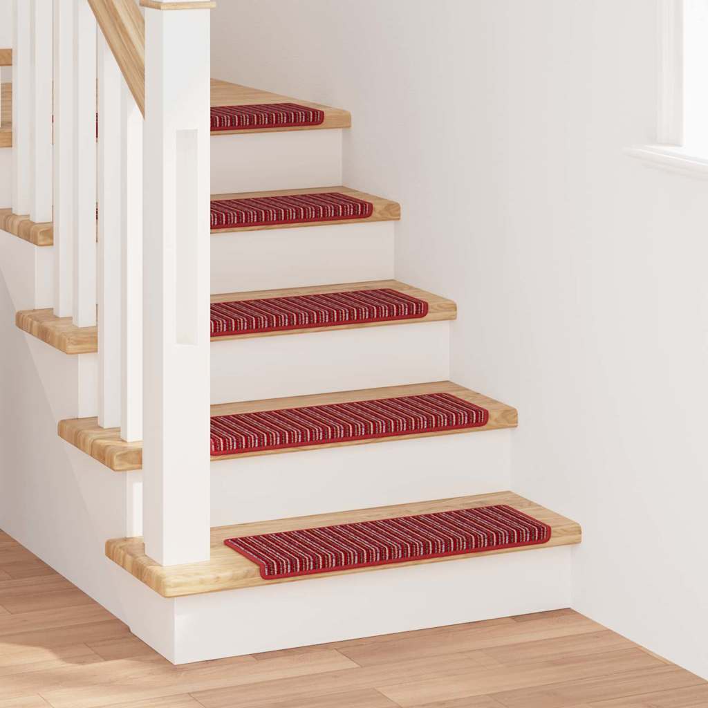 Tappetini per scale autoadesivi 15 pcs Rosso 65 x 21 x 4 cm
