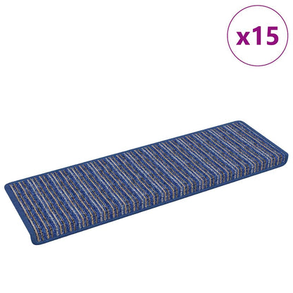 Tappetini per scale autoadesivi 15 pcs Blu 65 x 21 x 4 cm