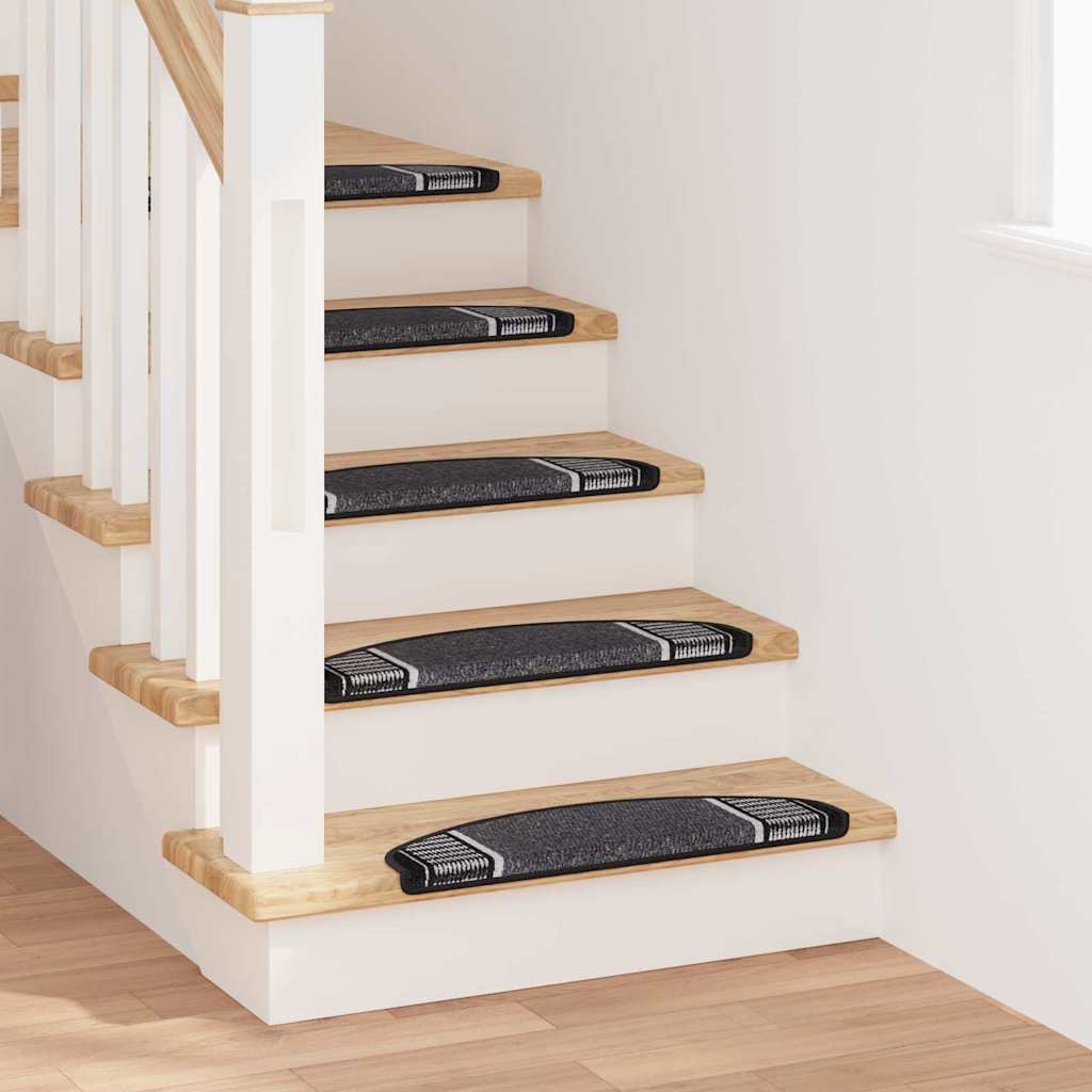 Tappetini per scale autoadesivi 15 pcs Antracite 65 x 21 x 4 cm