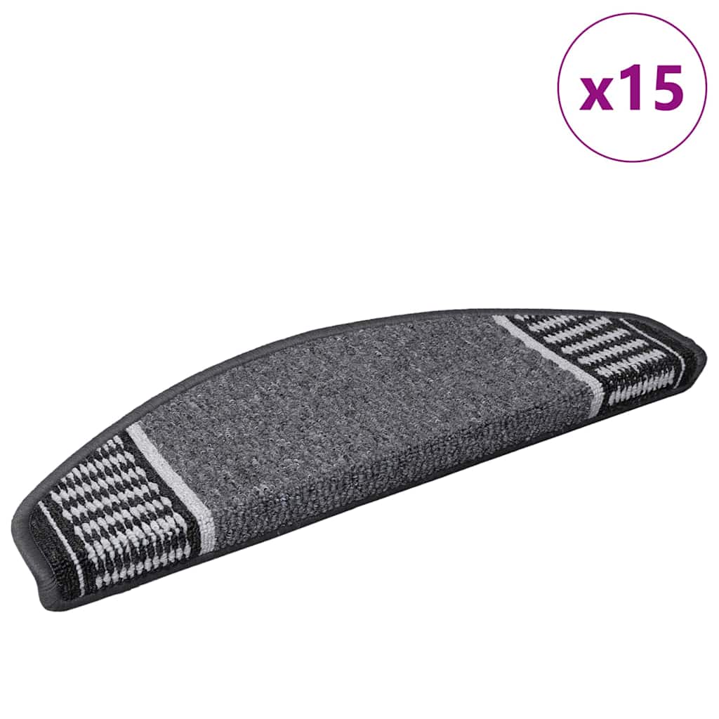 Tappetini per scale autoadesivi 15 pcs Antracite 65 x 21 x 4 cm