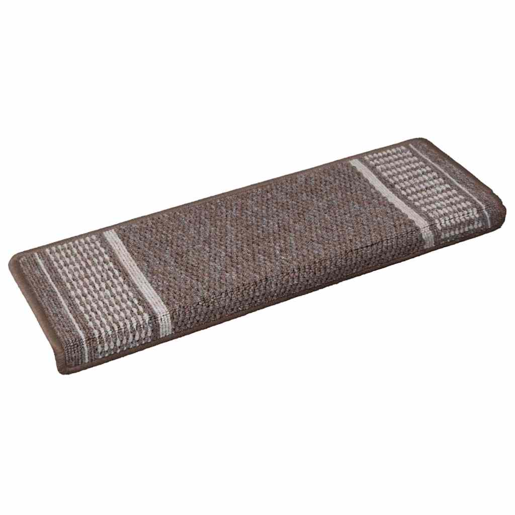Tappetini per scale autoadesivi 15 pcs Marrone 65 x 21 x 4 cm