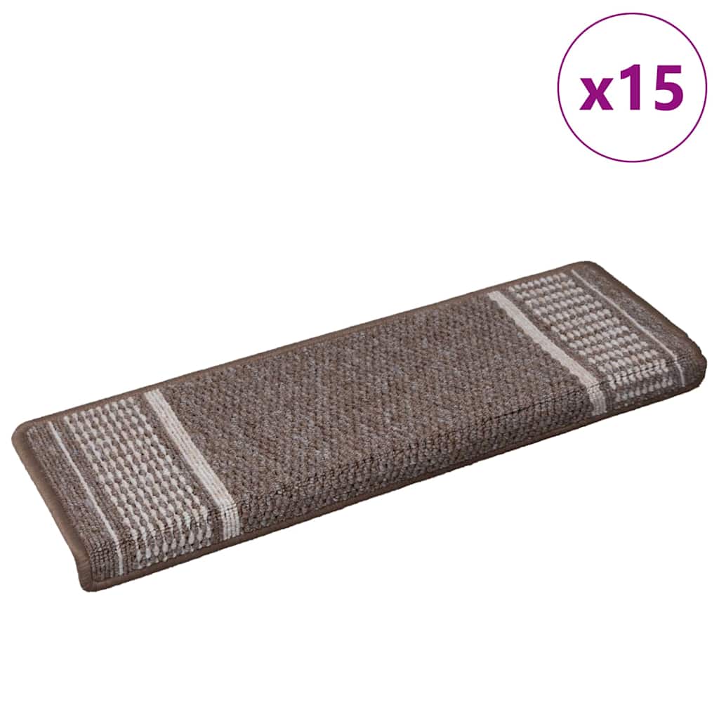 Tappetini per scale autoadesivi 15 pcs Marrone 65 x 21 x 4 cm