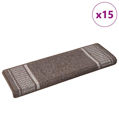Tappetini per scale autoadesivi 15 pcs Marrone 65 x 21 x 4 cm