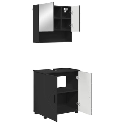 Set di mobili per il bagno Montaggio a parete 2 pcs Nero