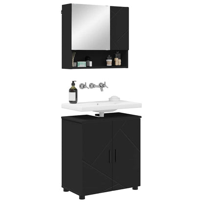 Set di mobili per il bagno Montaggio a parete 2 pcs Nero