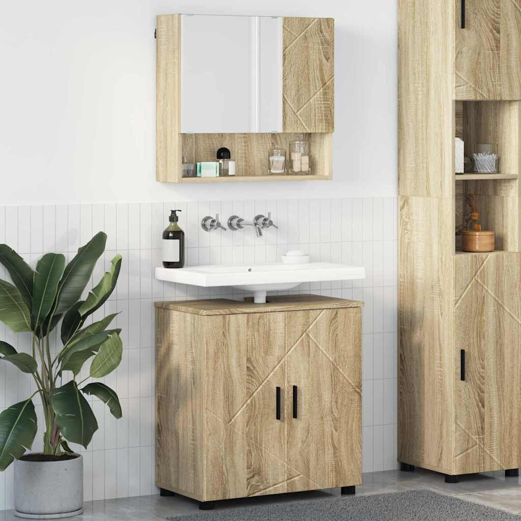 Set di mobili per il bagno con porta 2 pcs Rovere Sonoma