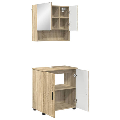 Set di mobili per il bagno con porta 2 pcs Rovere Sonoma