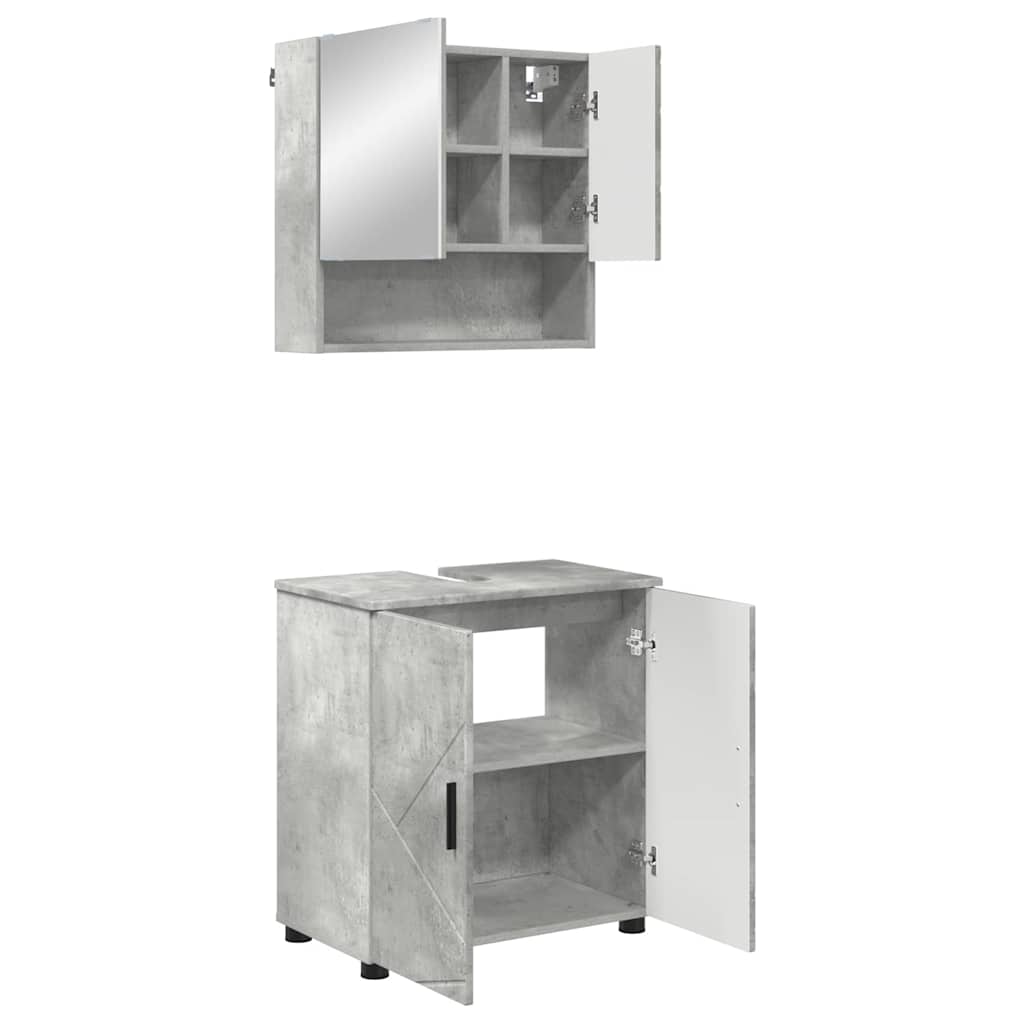 Set di mobili per il bagno con porta 2 pcs Grigio cemento