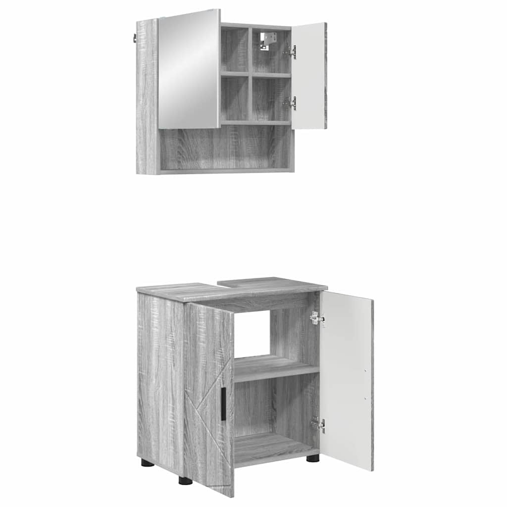 Set di mobili per il bagno con porta 2 pcs Grigio Sonoma