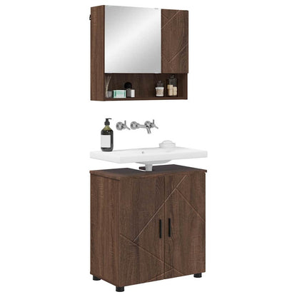 Set di mobili per il bagno con porta 2 pcs Rovere Marrone
