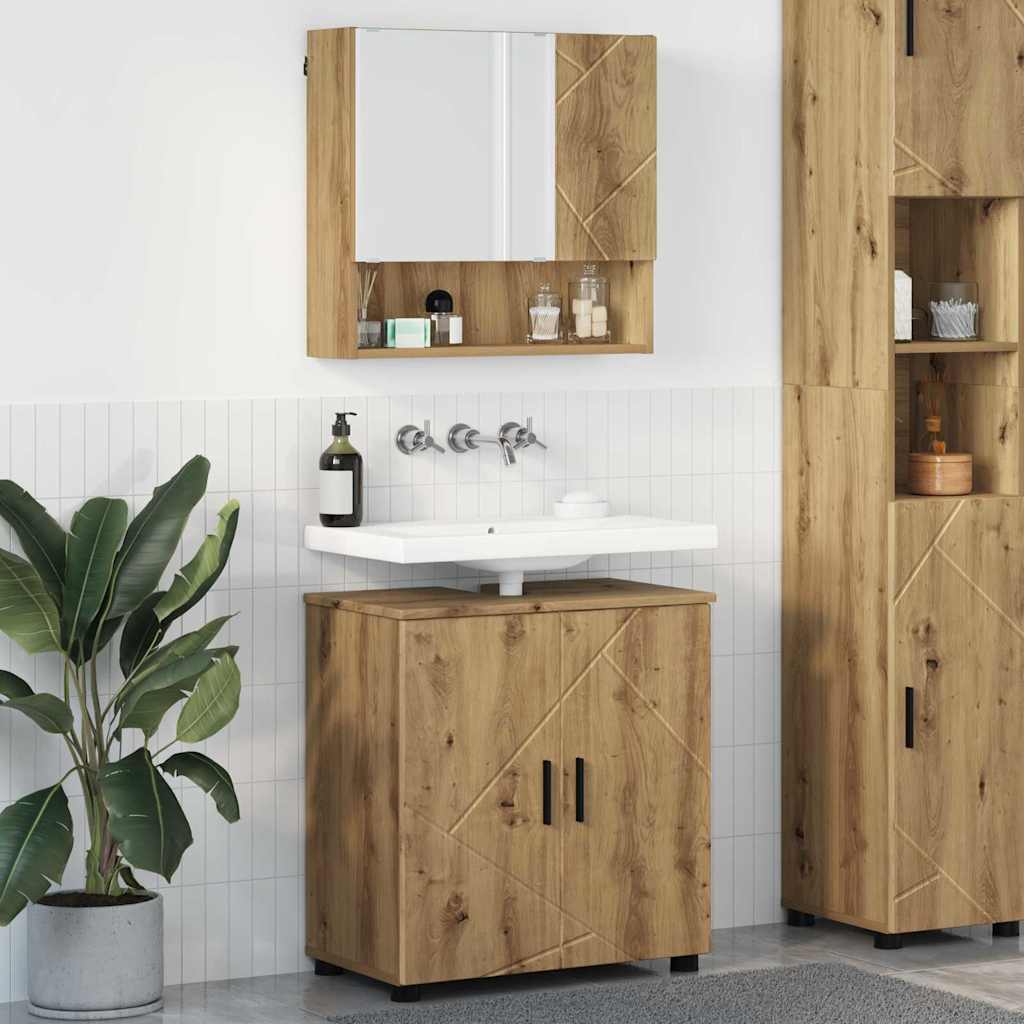 Set di mobili per il bagno con porta 2 pcs Rovere artigianale