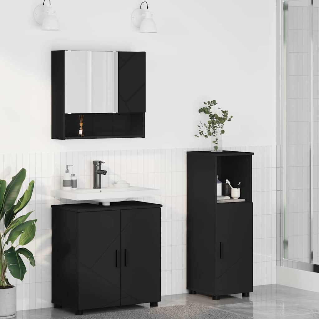 Set di mobili per il bagno Montaggio a parete 3 pcs Nero