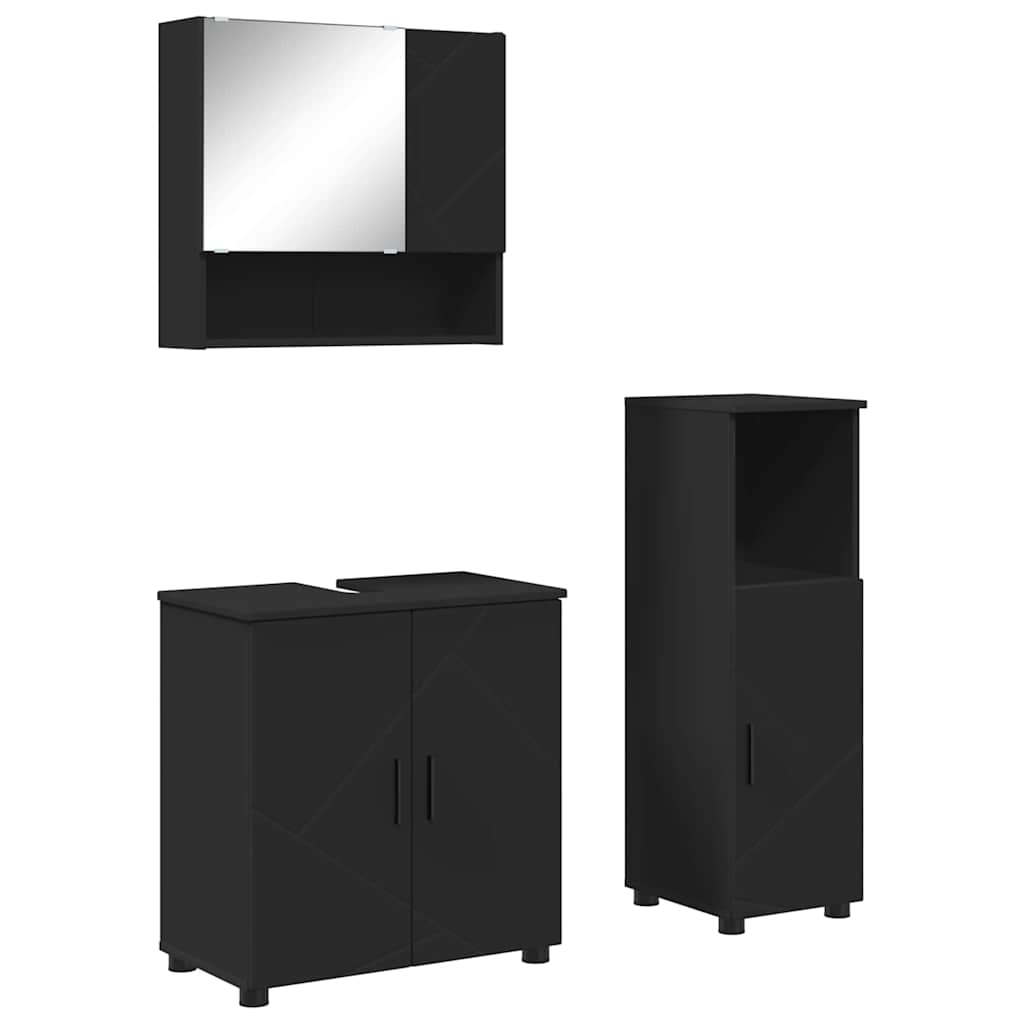 Set di mobili per il bagno Montaggio a parete 3 pcs Nero