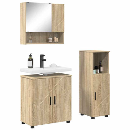 Set di mobili per il bagno con porta 3 pcs Rovere Sonoma