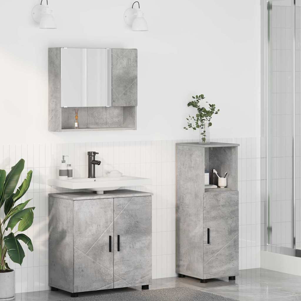 Set di mobili per il bagno con porta 3 pcs Grigio cemento