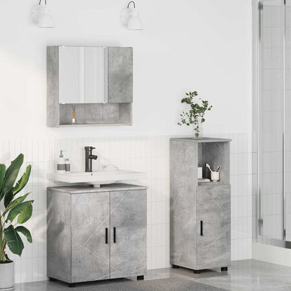 Set di mobili per il bagno con porta 3 pcs Grigio cemento