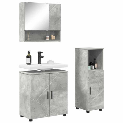 Set di mobili per il bagno con porta 3 pcs Grigio cemento