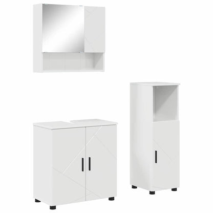 Set di mobili per il bagno con porta 3 pcs Bianco Lucido