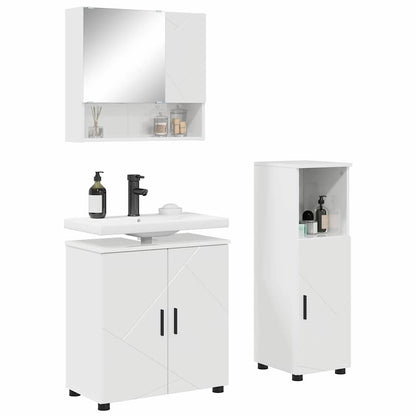 Set di mobili per il bagno con porta 3 pcs Bianco Lucido