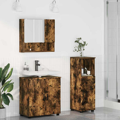 Set di mobili per il bagno Montaggio a parete 3 pcs Rovere fumÃ©