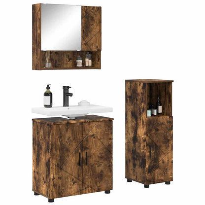 Set di mobili per il bagno Montaggio a parete 3 pcs Rovere fumÃ©