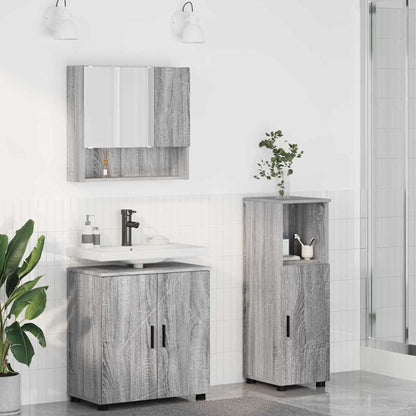 Set di mobili per il bagno con porta 3 pcs Grigio Sonoma