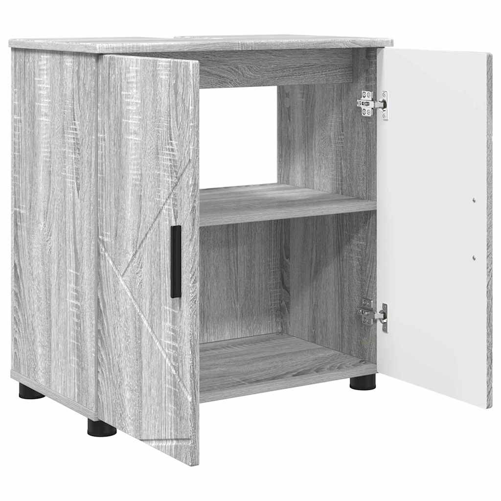 Set di mobili per il bagno con porta 3 pcs Grigio Sonoma