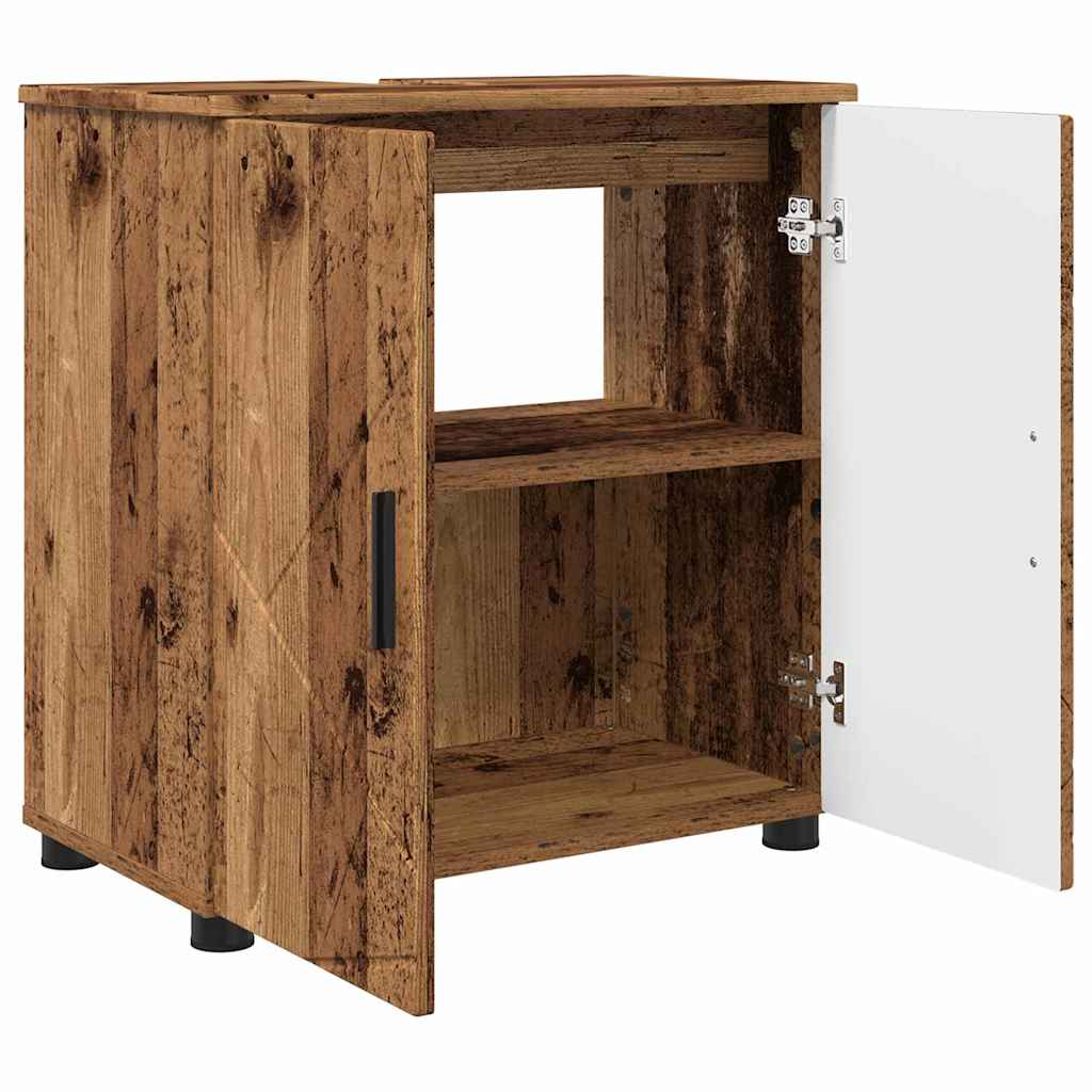 Set di mobili per il bagno con porta 3 pcs Legno vecchio