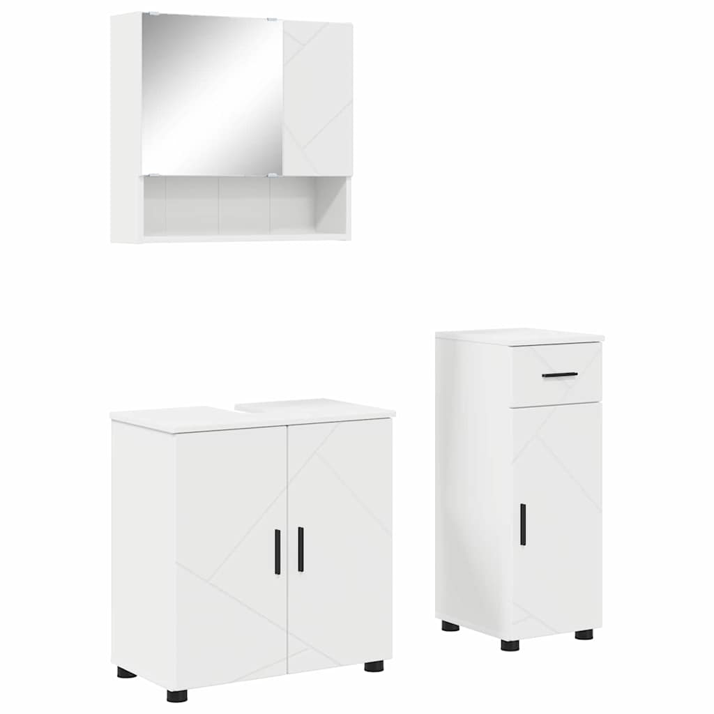 Set di mobili per il bagno con cassetto con porta 3 pcs Bianco