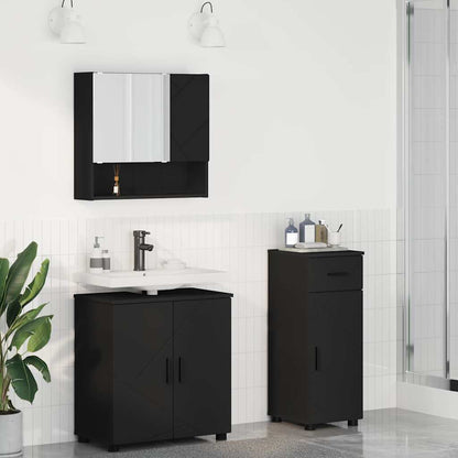 Set di mobili per il bagno con cassetto con porta 3 pcs Nero