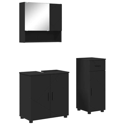 Set di mobili per il bagno con cassetto con porta 3 pcs Nero