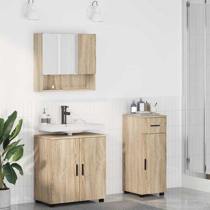 Set di mobili per il bagno con cassetto 3 pcs Rovere Sonoma